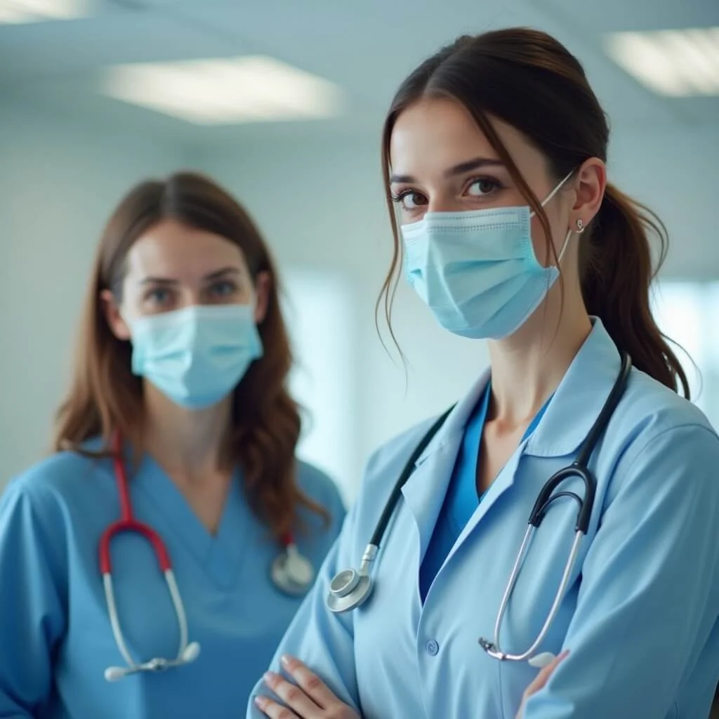 Medical professionals in clinical setting